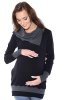 MijaCulture - 2 in 1 Maternity and Nursing breastfeeding warm Hoodie Top Pullover 4020A/M05 Black / Graphit